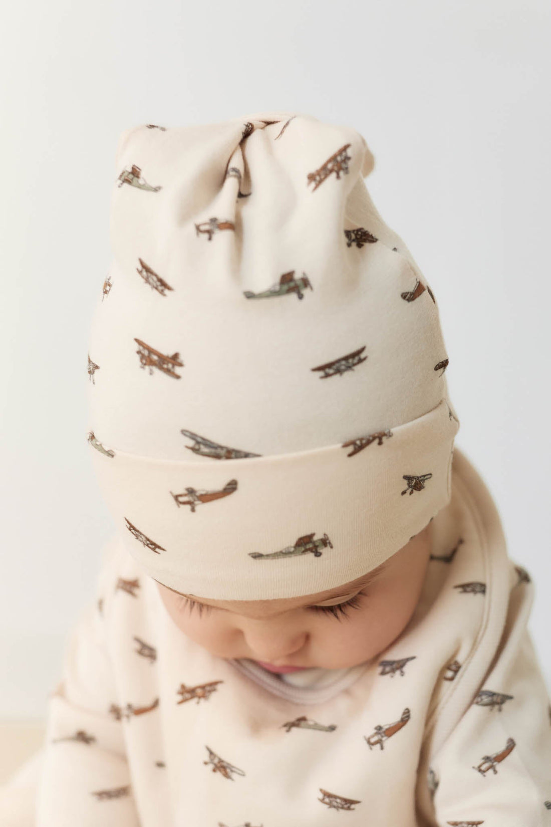 Organic Cotton Knot Beanie - Avion Shell Childrens Hat from Jamie Kay Australia