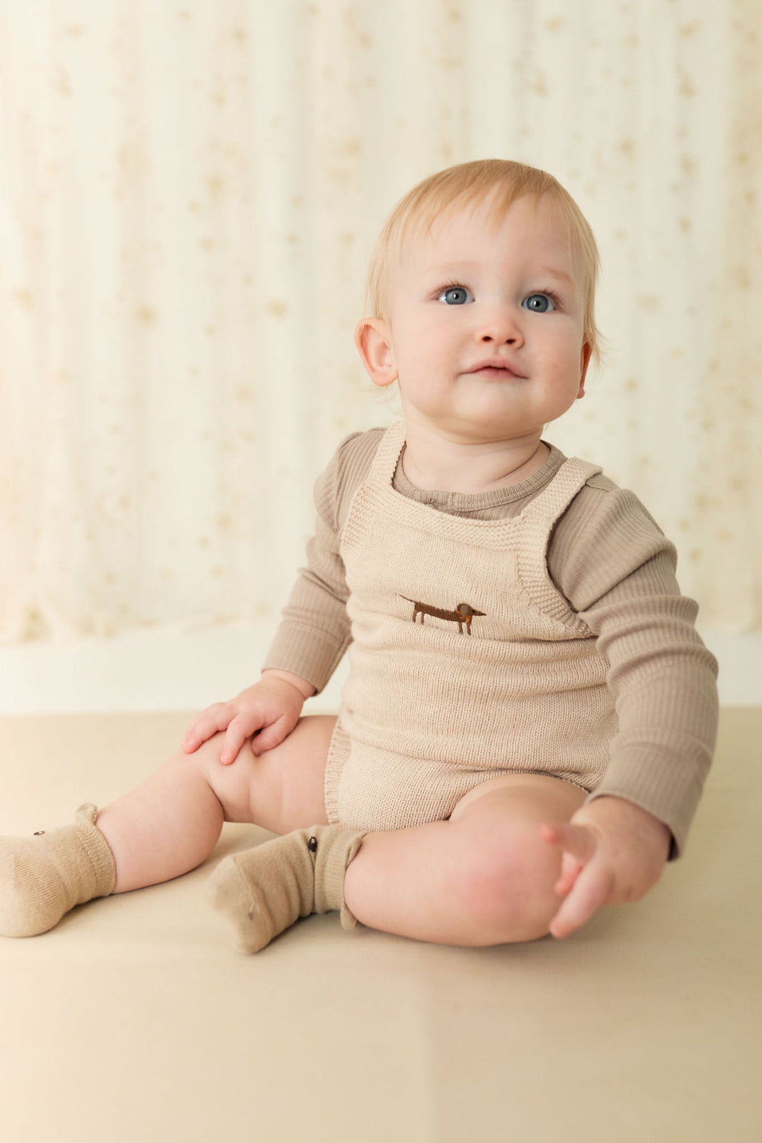 Ethan Playsuit - Oatmeal Marle Cosy Basil Childrens Playsuit from Jamie Kay Australia