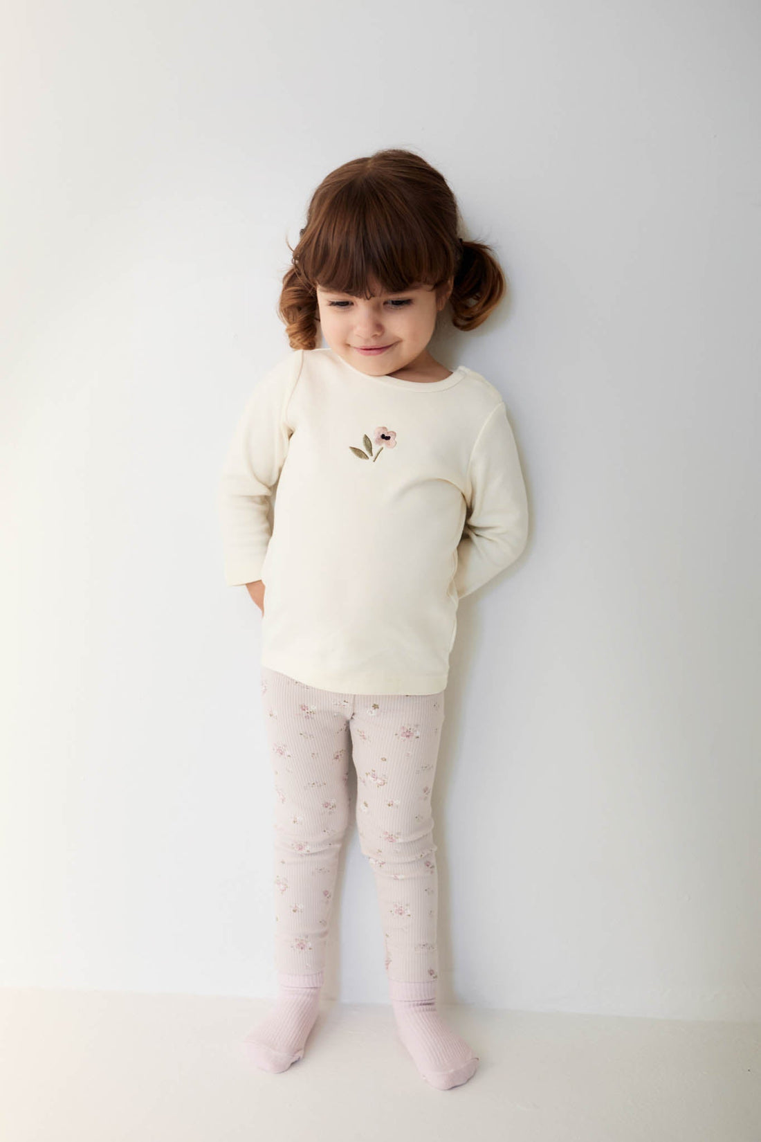 Organic Cotton Fine Rib Everyday Legging - Petite Fleur Violet Childrens Legging from Jamie Kay Australia