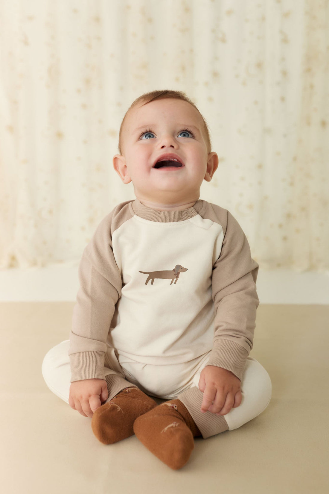 Organic Cotton Tao Sweatshirt Onepiece - Vintage Taupe Cosy Basil Childrens Onepiece from Jamie Kay Australia