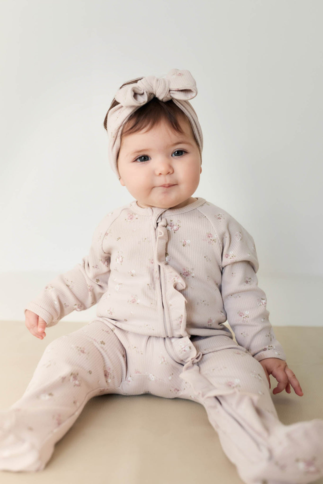 Organic Cotton Fine Rib Melanie Onepiece - Petite Fleur Violet Childrens Onepiece from Jamie Kay Australia