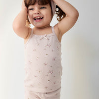 Organic Cotton Fine Rib Singlet - Petite Fleur Violet Childrens Singlet from Jamie Kay Australia