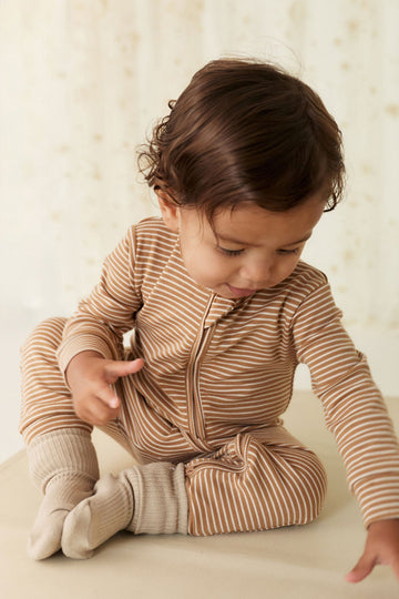 Pima Cotton Frankie Zip Onepiece - Spiced/Cloud Childrens Onepiece from Jamie Kay Australia