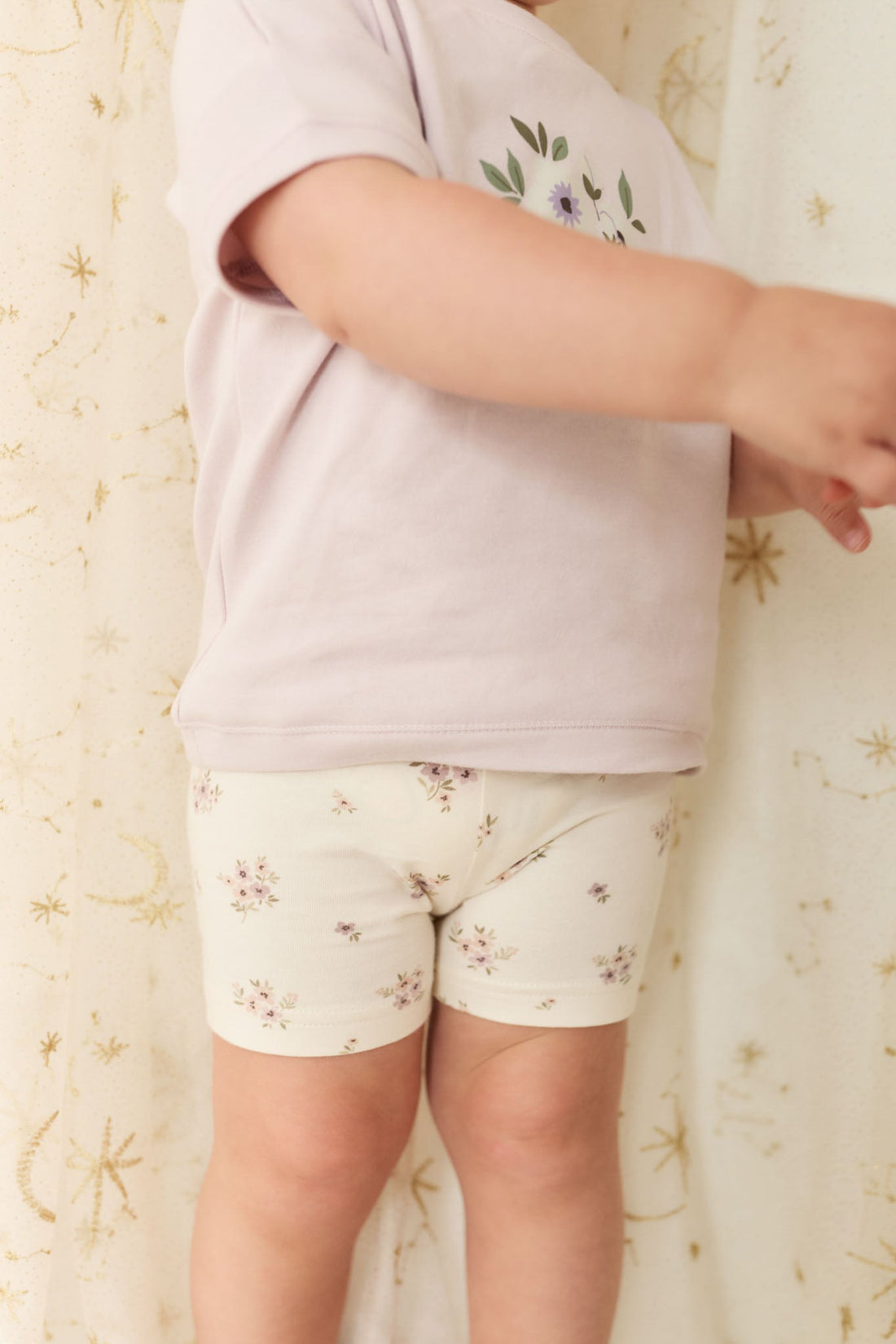 Organic Cotton Everyday Bike Short - Goldie Bouquet Egret Childrens Short from Jamie Kay Australia