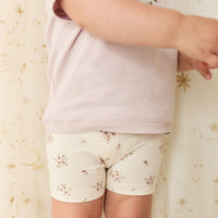 Organic Cotton Everyday Bike Short - Goldie Bouquet Egret Childrens Short from Jamie Kay Australia