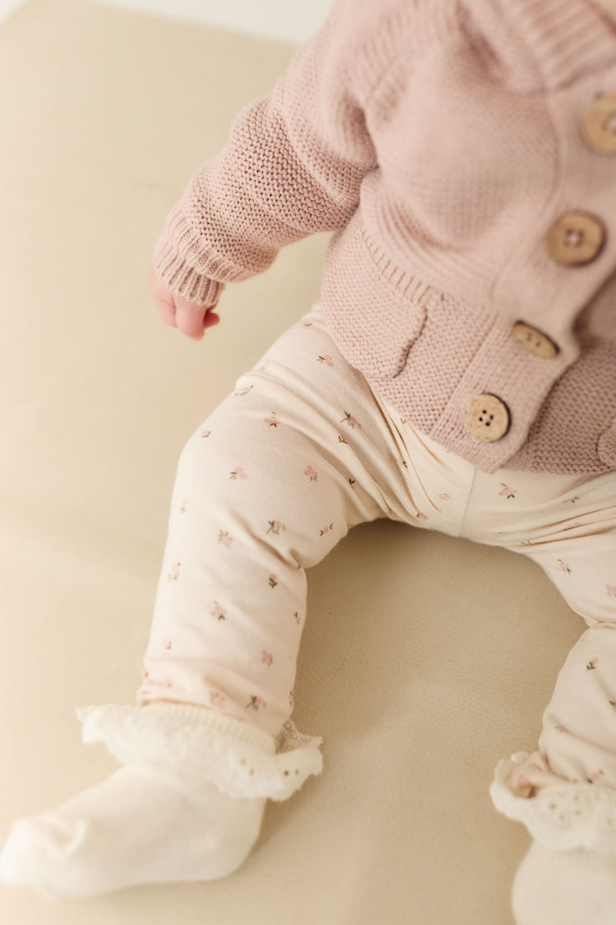 Organic Cotton Everyday Legging - Ditsy Berry Rose Childrens Legging from Jamie Kay Australia