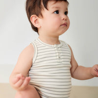 Pima Cotton Noah Playsuit - Milford Sound/Cloud Stripe Childrens Playsuit from Jamie Kay Australia