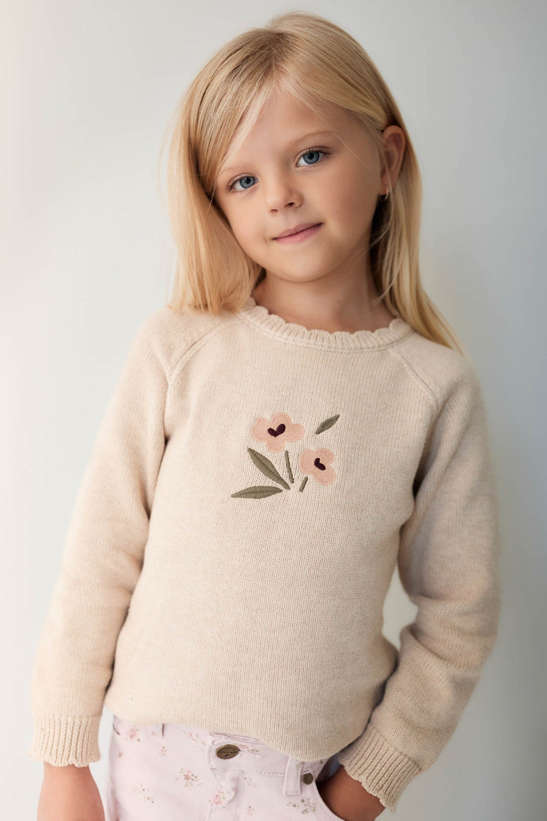 Audrey Knitted Jumper - Oatmeal Marle Petite Goldie Childrens Jumper from Jamie Kay Australia