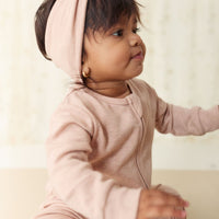 Pima Cotton Frankie Zip Onepiece - Dusky Rose Marle Childrens Onepiece from Jamie Kay Australia