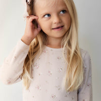 Organic Cotton Fine Rib Long Sleeve Top - Petite Fleur Violet Childrens Top from Jamie Kay Australia