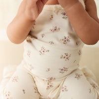 Organic Cotton Bridget Singlet Bodysuit - Goldie Bouquet Egret Childrens Bodysuit from Jamie Kay Australia