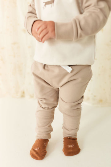 Organic Cotton Morgan Track Pant - Vintage Taupe Childrens Pant from Jamie Kay Australia