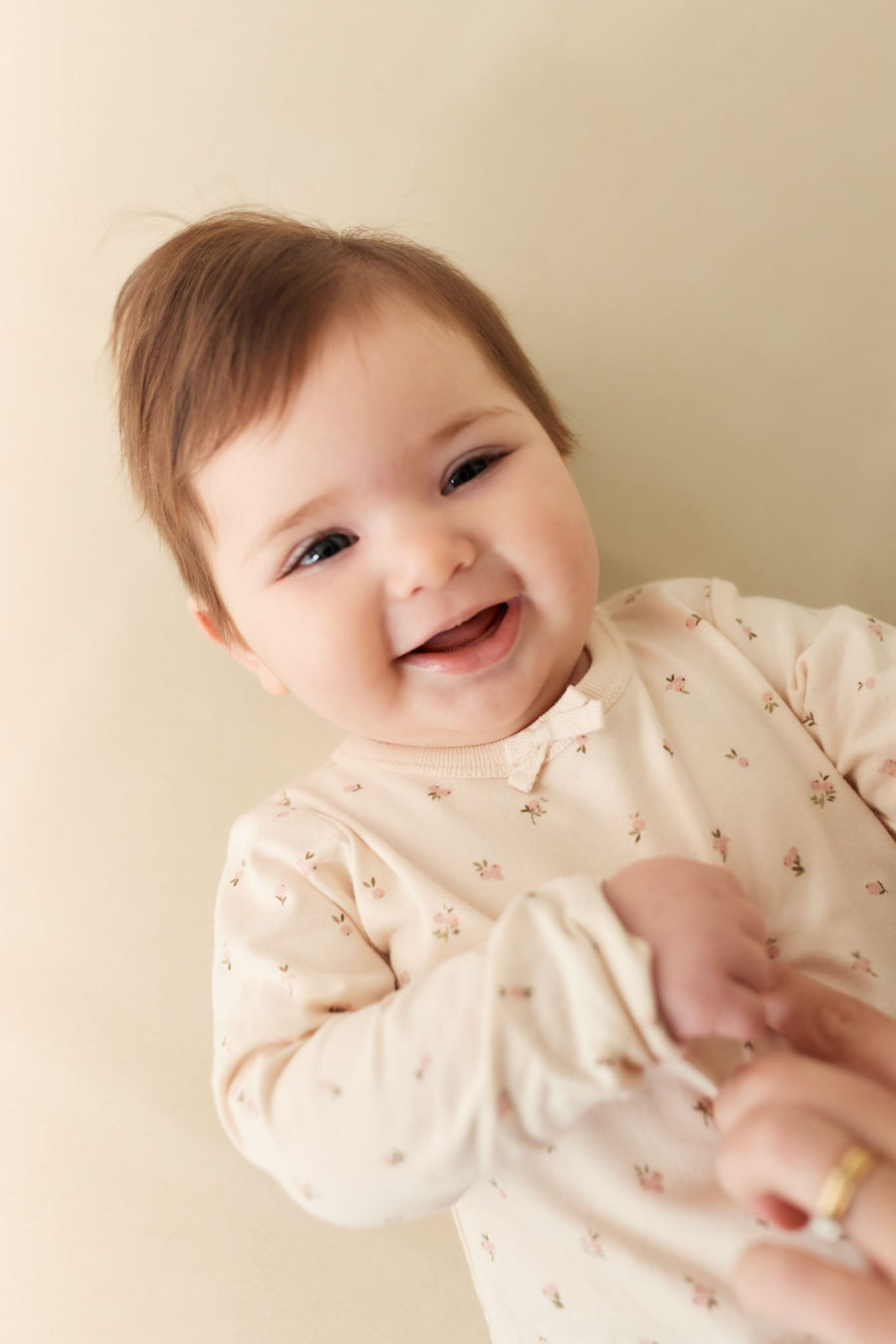 Organic Cotton Long Sleeve Bodysuit - Ditsy Berry Rose Childrens Bodysuit from Jamie Kay Australia