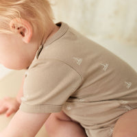 Organic Cotton Hudson Short Sleeve Bodysuit - Set Sail Vintage Taupe Childrens Bodysuit from Jamie Kay Australia