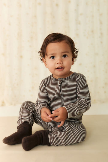 Pima Cotton Frankie Zip Onepiece - Dark Coffee/Vintage Taupe Childrens Onepiece from Jamie Kay Australia
