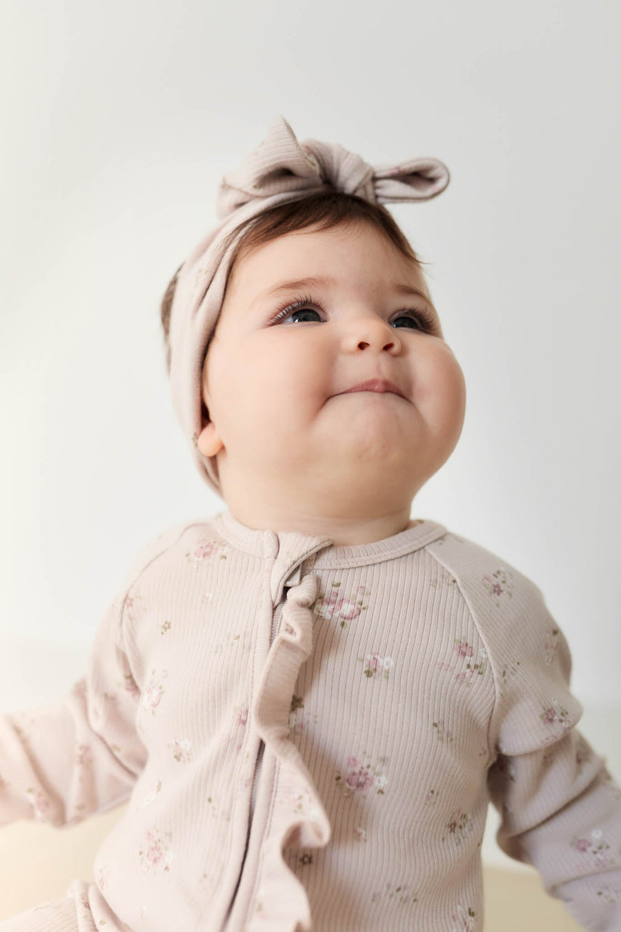 Organic Cotton Fine Rib Melanie Onepiece - Petite Fleur Violet Childrens Onepiece from Jamie Kay Australia