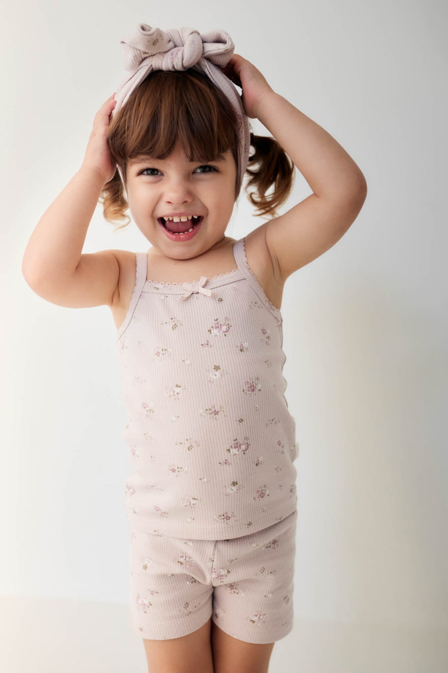 Organic Cotton Fine Rib Singlet - Petite Fleur Violet Childrens Singlet from Jamie Kay Australia