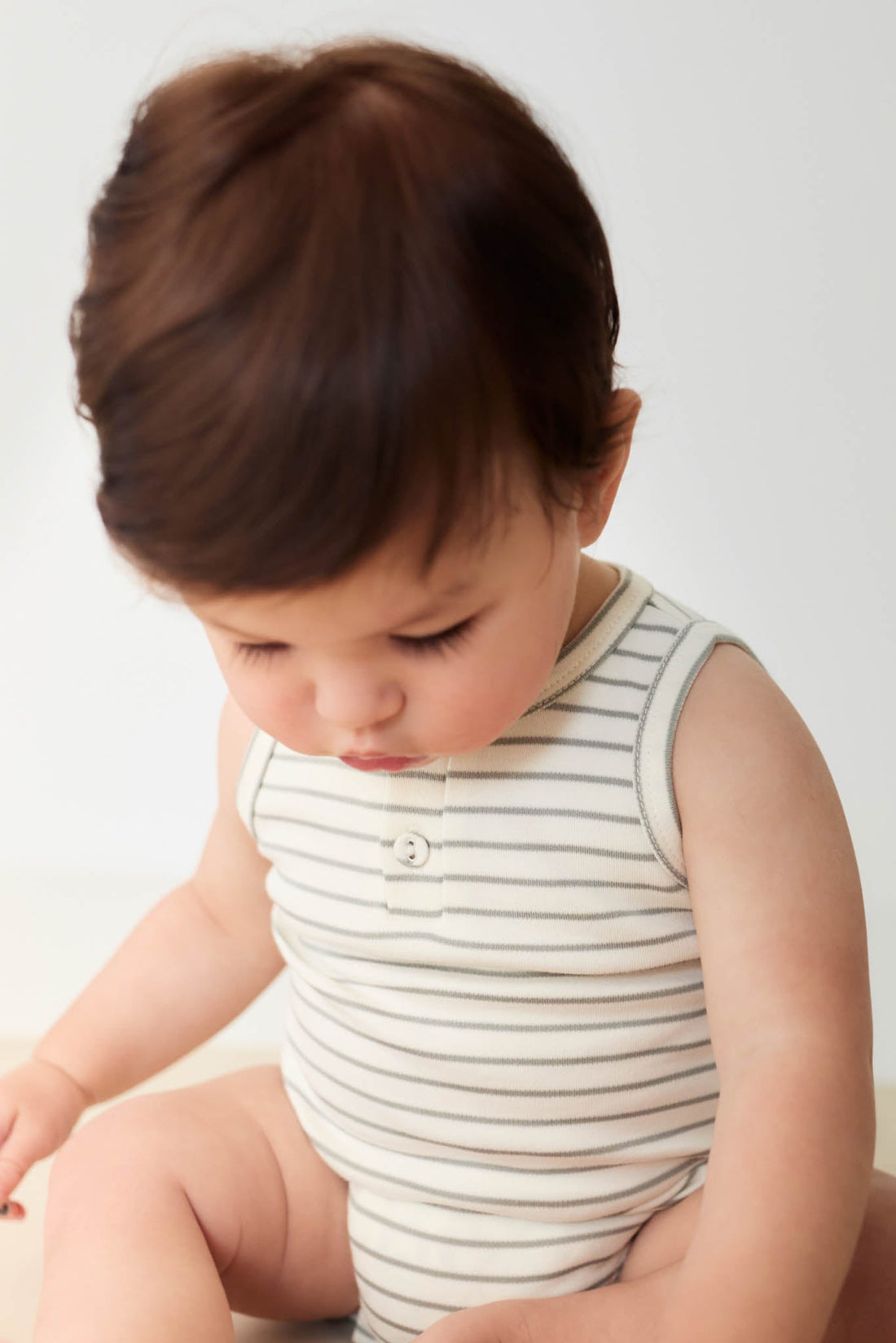 Pima Cotton Noah Playsuit - Milford Sound/Cloud Stripe Childrens Playsuit from Jamie Kay Australia