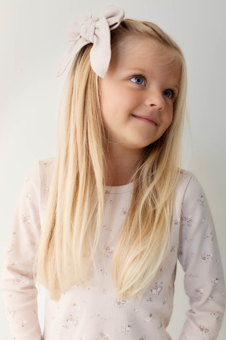 Organic Cotton Fine Rib Long Sleeve Top - Petite Fleur Violet Childrens Top from Jamie Kay Australia