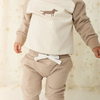 Organic Cotton Morgan Track Pant - Vintage Taupe Childrens Pant from Jamie Kay Australia