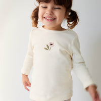 Pima Cotton Long Sleeve Top - Parchment Petite Goldie Childrens Top from Jamie Kay Australia