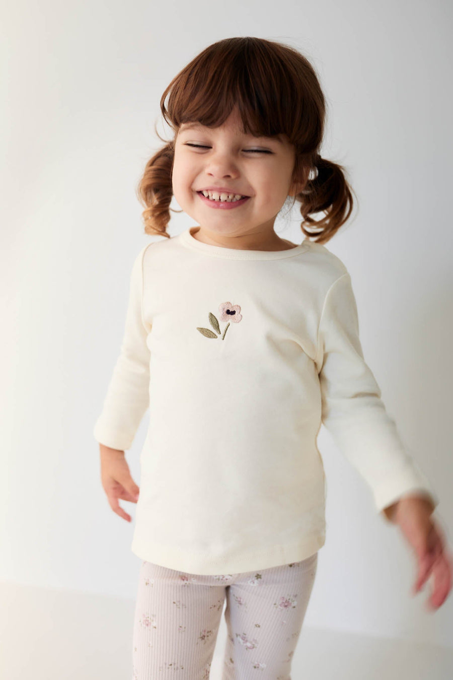 Pima Cotton Long Sleeve Top - Parchment Petite Goldie Childrens Top from Jamie Kay Australia