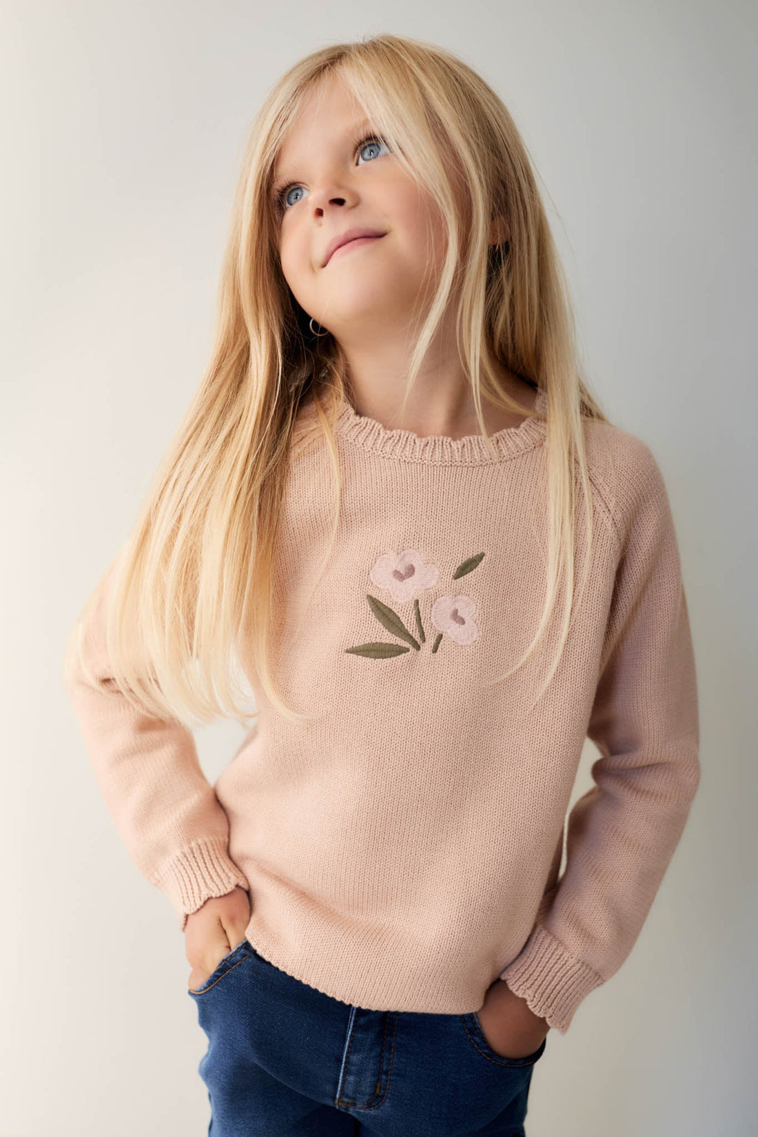 Audrey Knitted Jumper - Dusky Rose Petite Goldie Childrens Jumper from Jamie Kay Australia