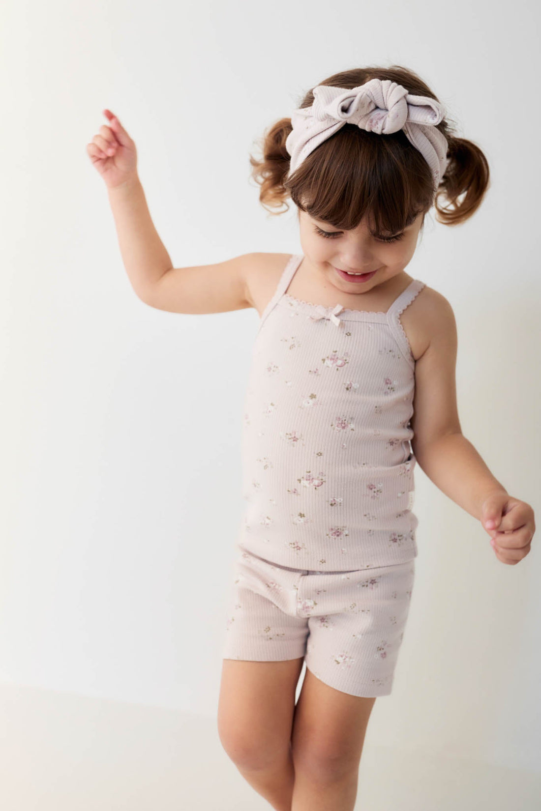 Organic Cotton Fine Rib Singlet - Petite Fleur Violet Childrens Singlet from Jamie Kay Australia