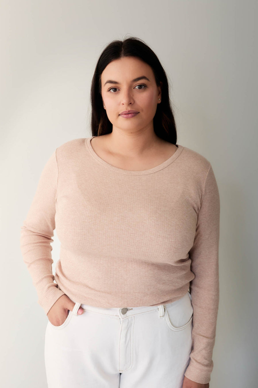 Organic Cotton Modal Womens Long Sleeve Top - Dusky Rose Marle Childrens Womens Top from Jamie Kay Australia