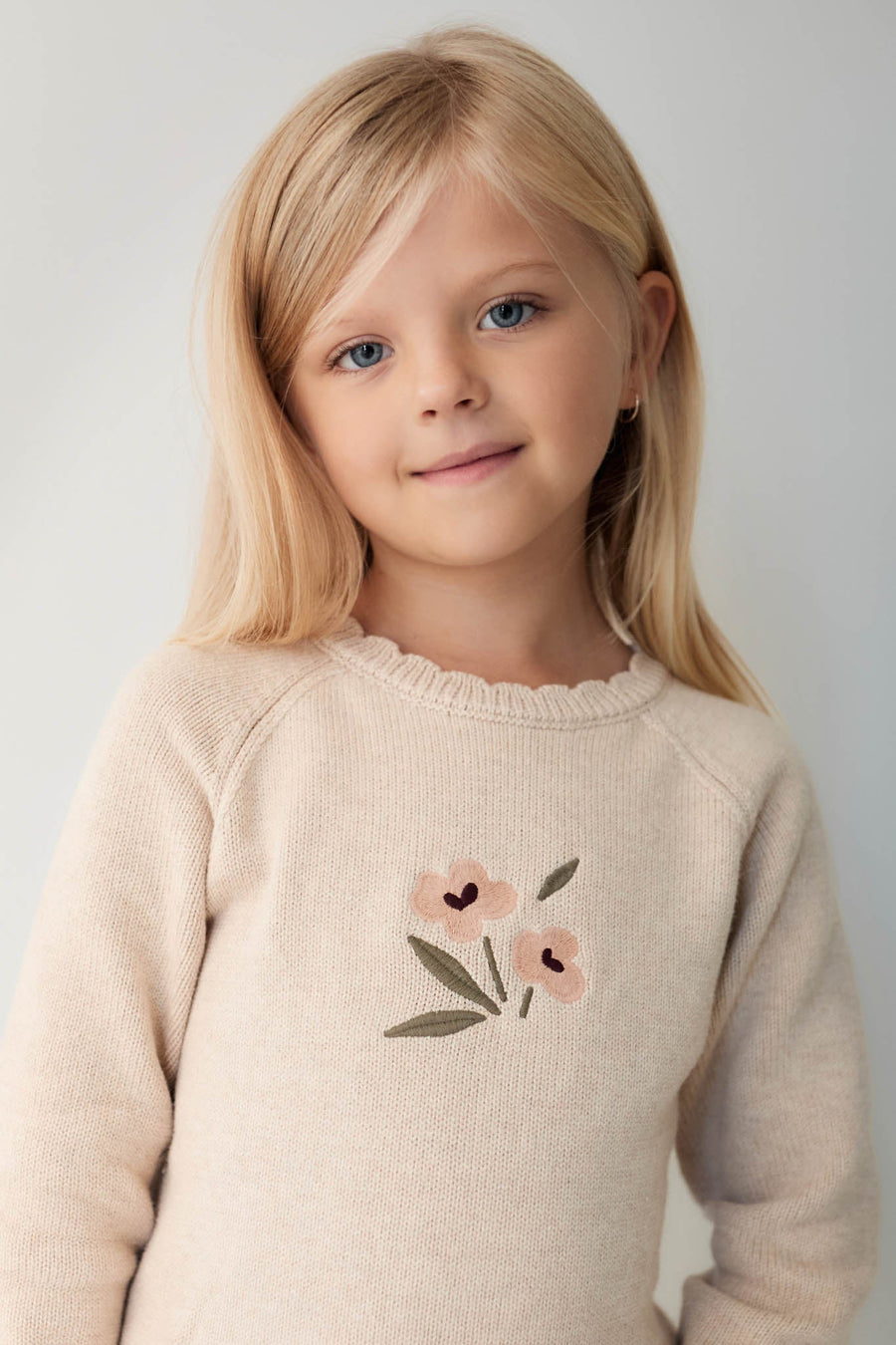 Audrey Knitted Jumper - Oatmeal Marle Petite Goldie Childrens Jumper from Jamie Kay Australia