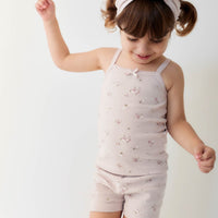 Organic Cotton Fine Rib Elisa Bike Short - Petite Fleur Violet Childrens Short from Jamie Kay Australia