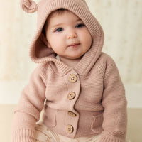 Sebastian Knitted Cardigan/Jacket - Dusky Rose Marle Childrens Cardigan from Jamie Kay Australia