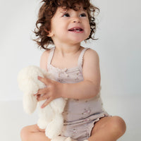 Organic Cotton Fine Rib Bridget Singlet Bodysuit - Petite Fleur Violet Childrens Bodysuit from Jamie Kay Australia