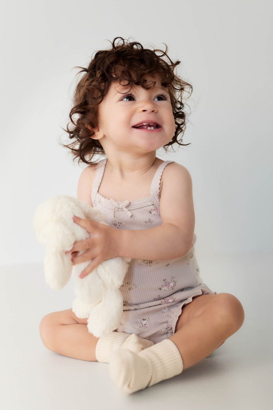 Organic Cotton Fine Rib Bridget Singlet Bodysuit - Petite Fleur Violet Childrens Bodysuit from Jamie Kay Australia