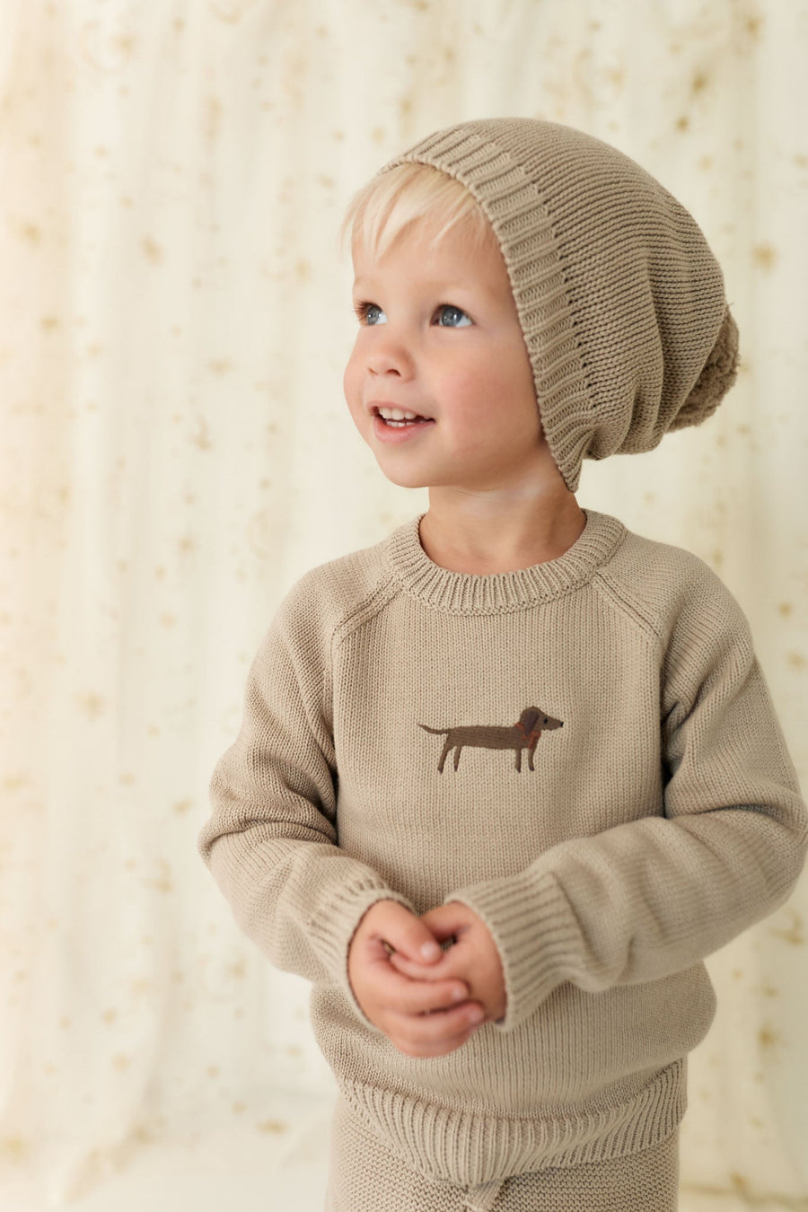 Ethan Jumper - Vintage Taupe Cosy Basil Childrens Jumper from Jamie Kay Australia