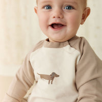 Organic Cotton Tao Sweatshirt Onepiece - Vintage Taupe Cosy Basil Childrens Onepiece from Jamie Kay Australia