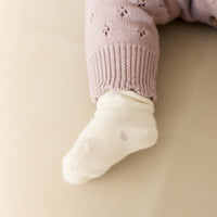 Harlow Sock - Petite Heart Parchment Childrens Sock from Jamie Kay Australia