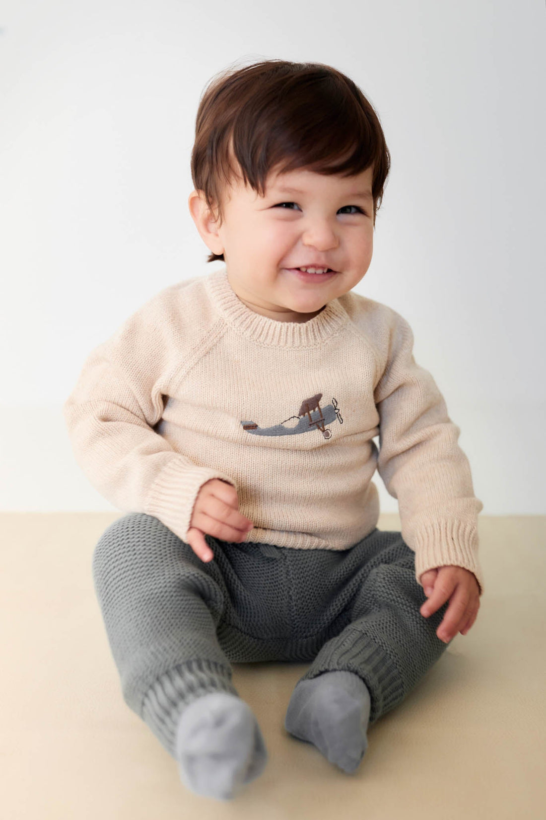 Ethan Jumper - Oatmeal Marle Avion Childrens Jumper from Jamie Kay Australia