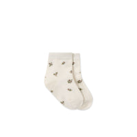 Jacquard Floral Sock - Petite Goldie Childrens Sock from Jamie Kay Australia