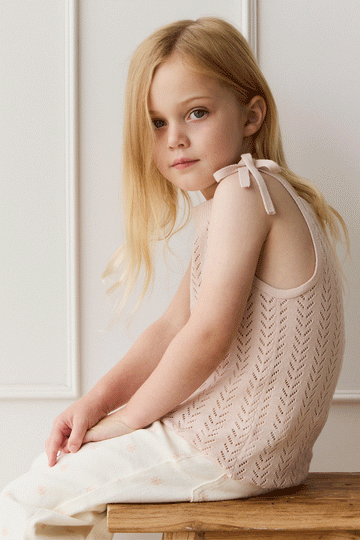 Aria Knitted Singlet - Dainty Pink Childrens Singlet from Jamie Kay Australia