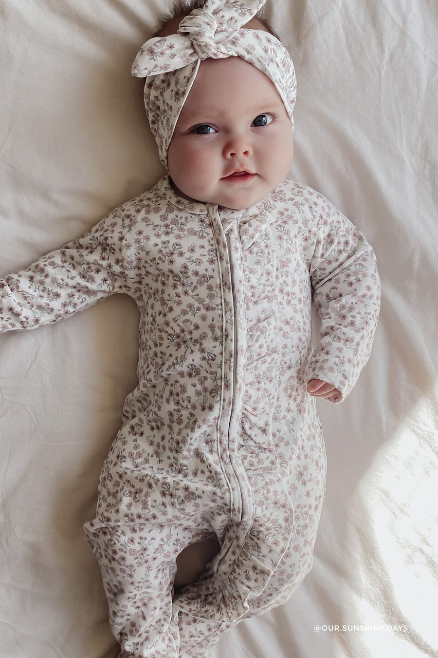 Organic Cotton Melanie Zip Onepiece - Posy Floral Childrens Onepiece from Jamie Kay Australia