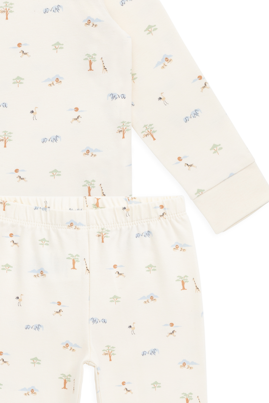 Organic Cotton Amory Long Sleeve Pyjama Set - Savannah Animals Tofu Childrens Pyjamas from Jamie Kay Australia