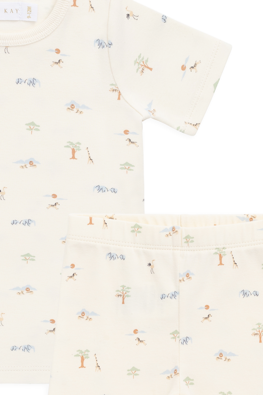 Organic Cotton Baker Short Sleeve Pyjama Set - Savannah Animals Tofu Childrens Pyjama from Jamie Kay Australia