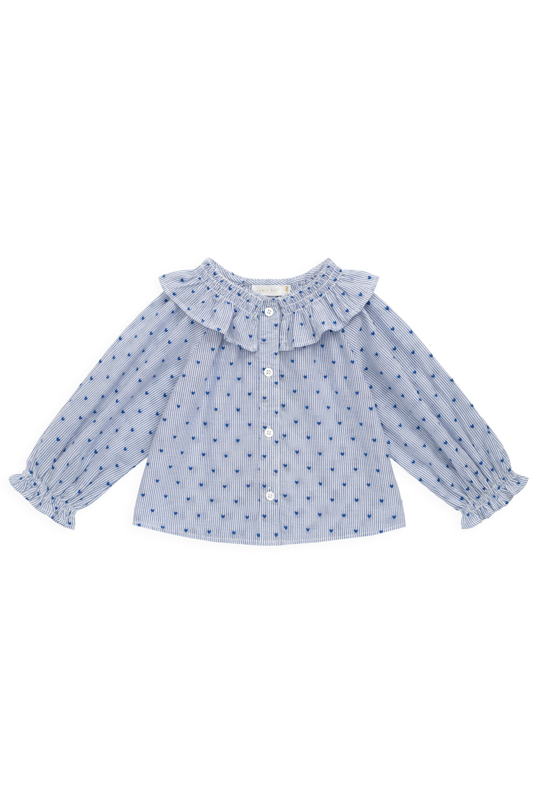 Organic Cotton Bellamy Blouse - Mon Amour Stripe Indigo Childrens Top from Jamie Kay Australia