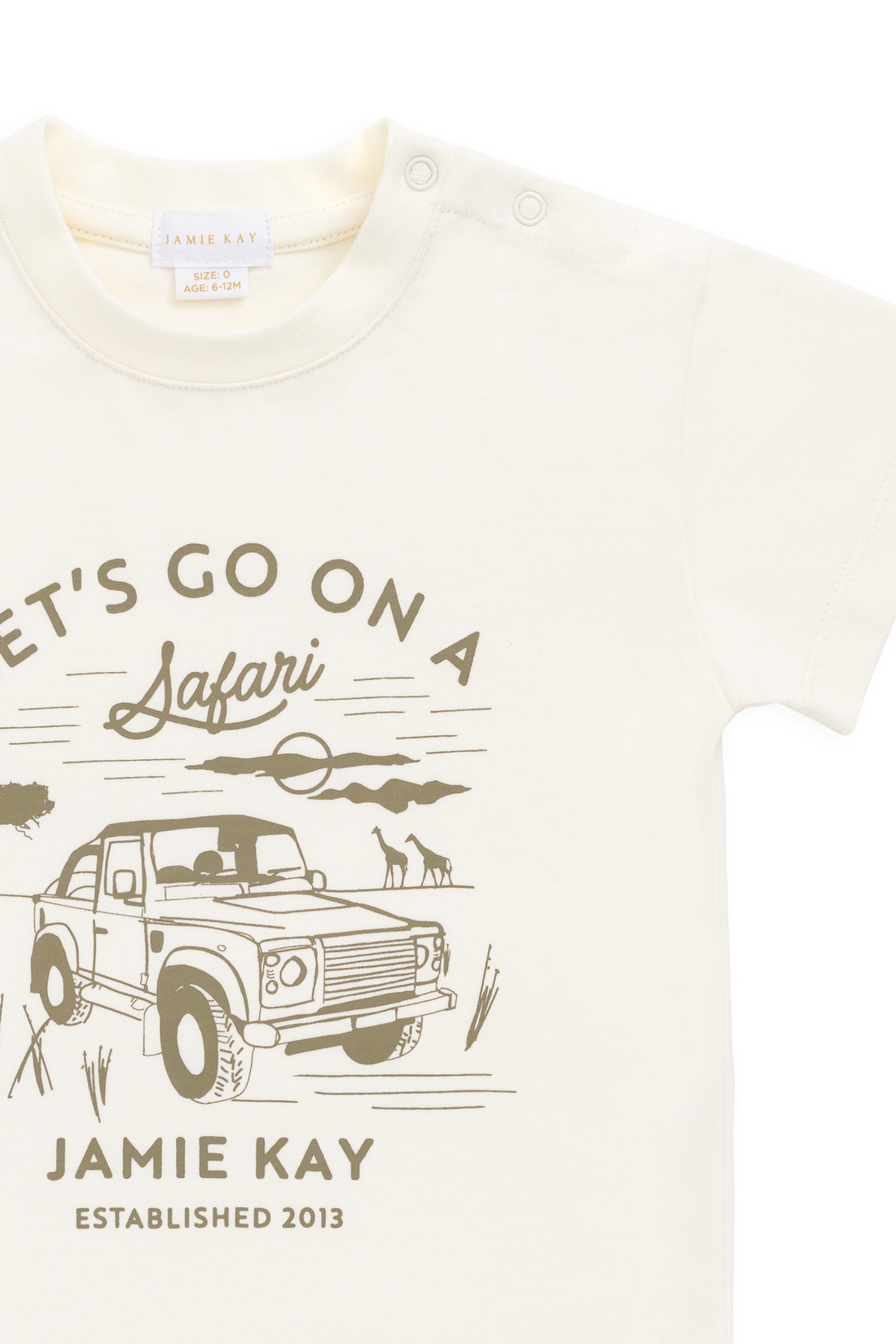 Organic Cotton Bjorn Tee - Parchment Safari Truck Childrens Top from Jamie Kay Australia