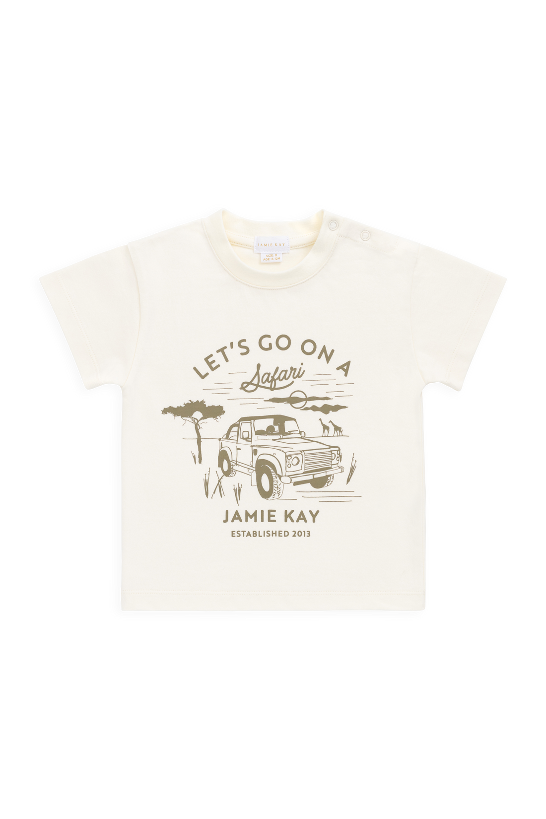 Organic Cotton Bjorn Tee - Parchment Safari Truck Childrens Top from Jamie Kay Australia