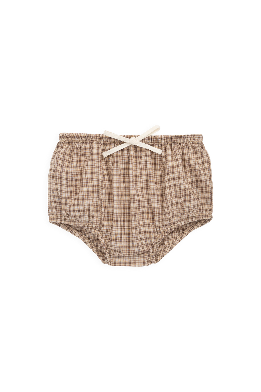Organic Cotton Gabriel Bloomer - Cabin Check Cocoa Childrens Bloomer from Jamie Kay Australia