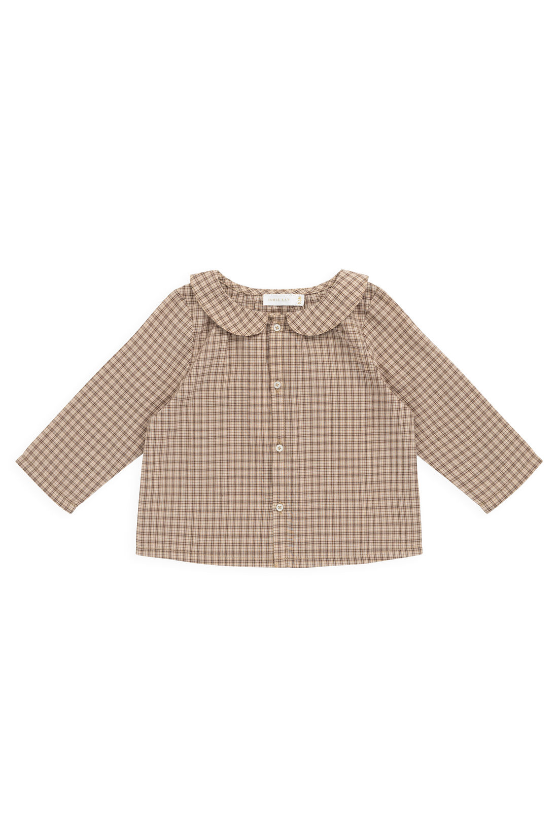 Organic Cotton Gabriel Top - Cabin Check Cocoa Childrens Top from Jamie Kay Australia