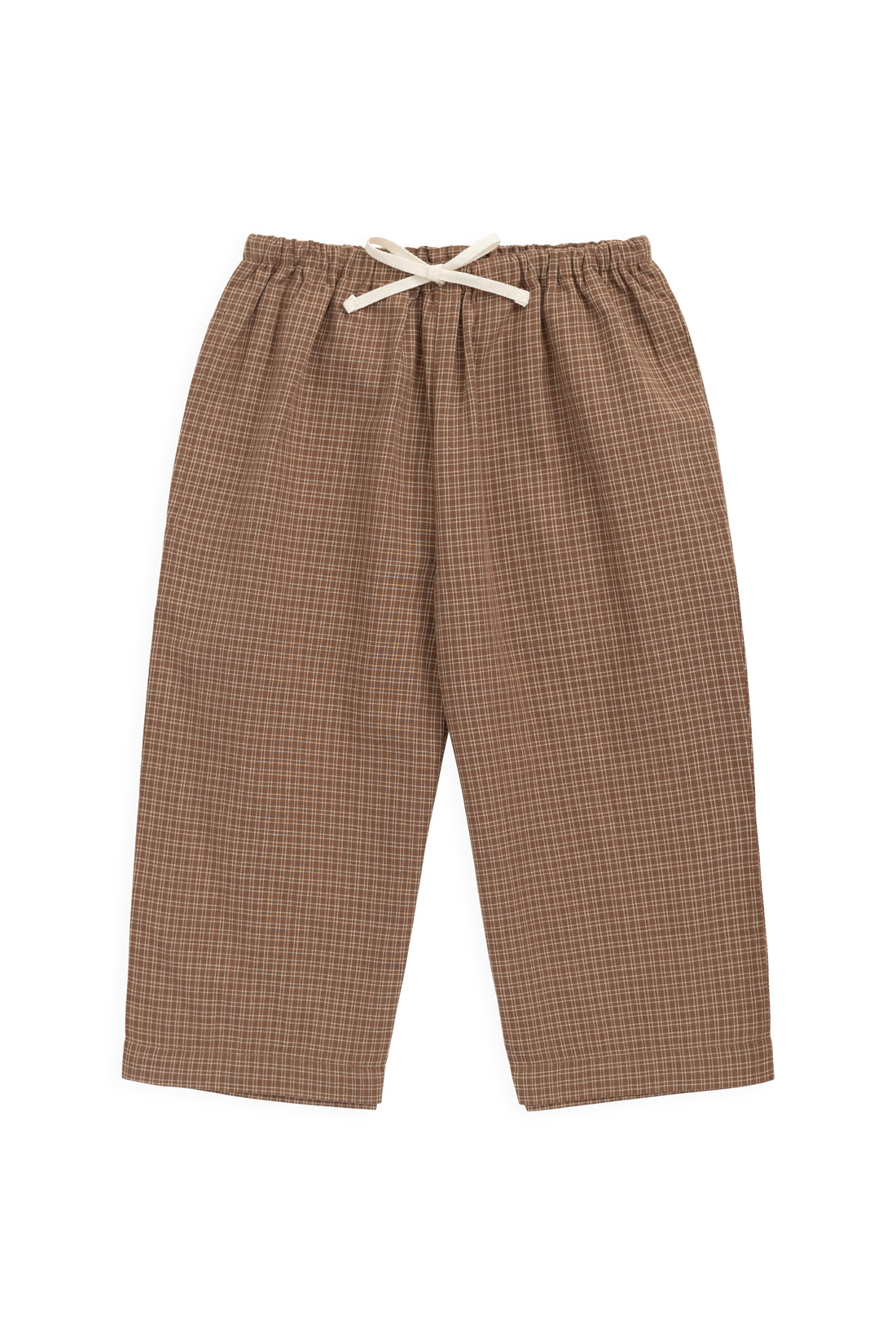 Organic Cotton Kenji Pant - Double Windowpane Check Oud/Hay Childrens Pant from Jamie Kay Australia