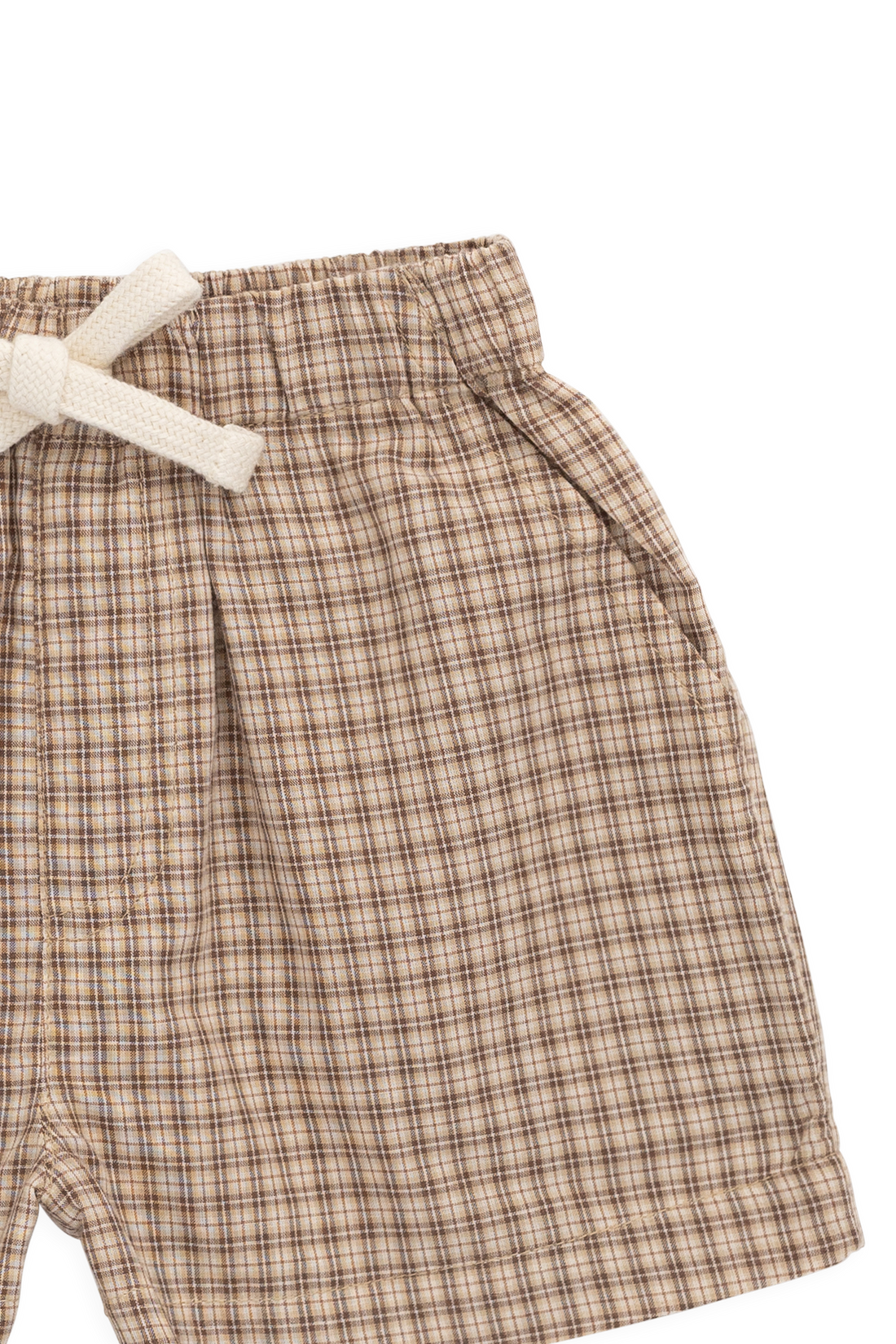 Organic Cotton Louis Short - Cabin Check Cocoa Childrens Shorts from Jamie Kay Australia
